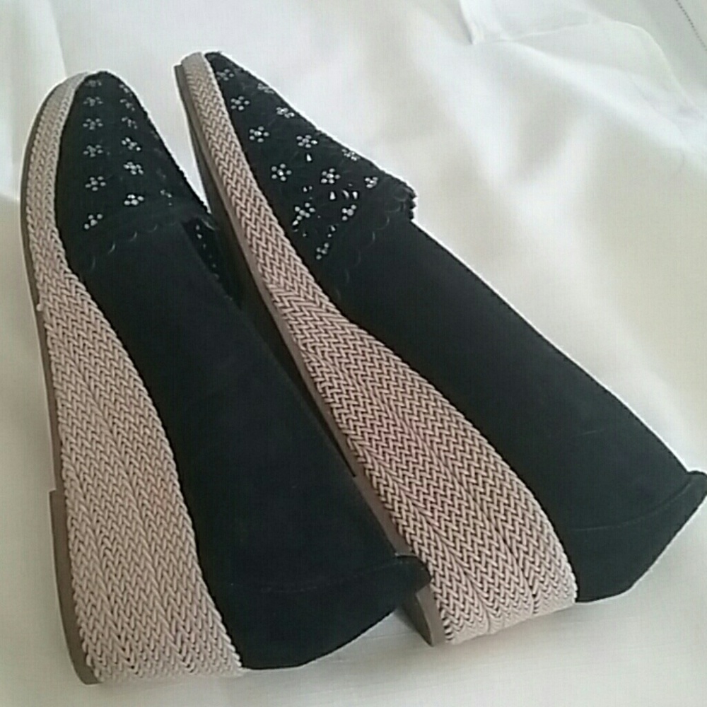 Black Suede Woven Wedge